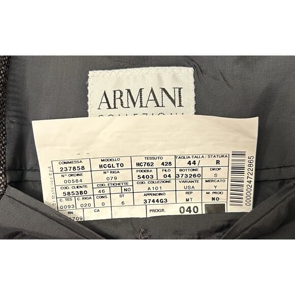 Armani Collezioni Gray Wool Microcheck Two Button Blazer Size 44 R Preppy Office - Picture 7 of 10